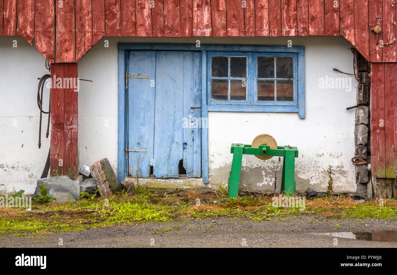 Bauernhof Detail einer Scheune auf norwegische Landschaft Stockfoto