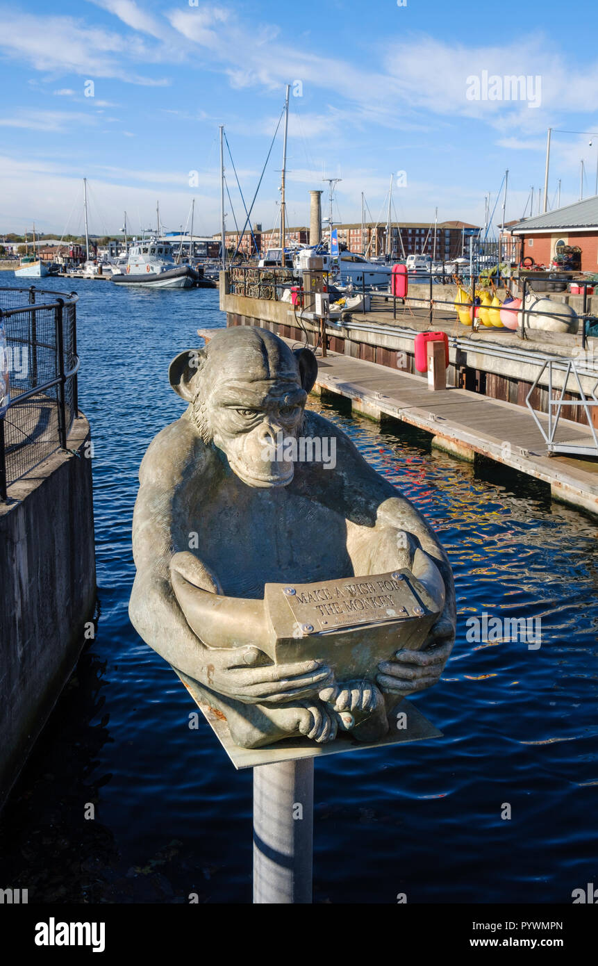 Monkey Skulptur Hartlepool Hartlepool Marina Stockfoto