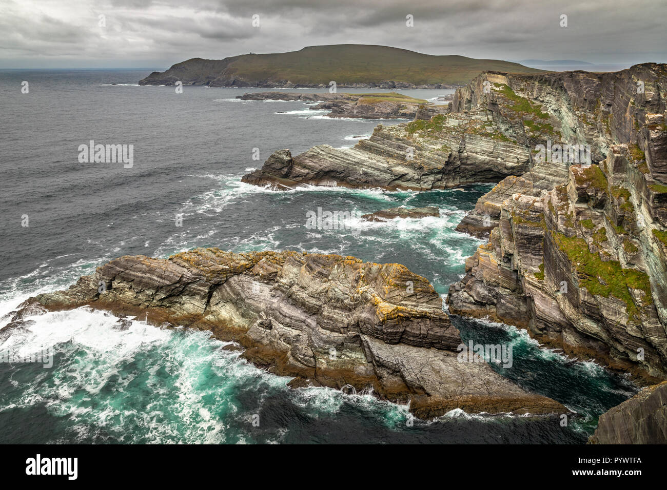 Blick auf die Klippen, Kerry Portmagee, Ring of Kerry, Irland, Europa Stockfoto