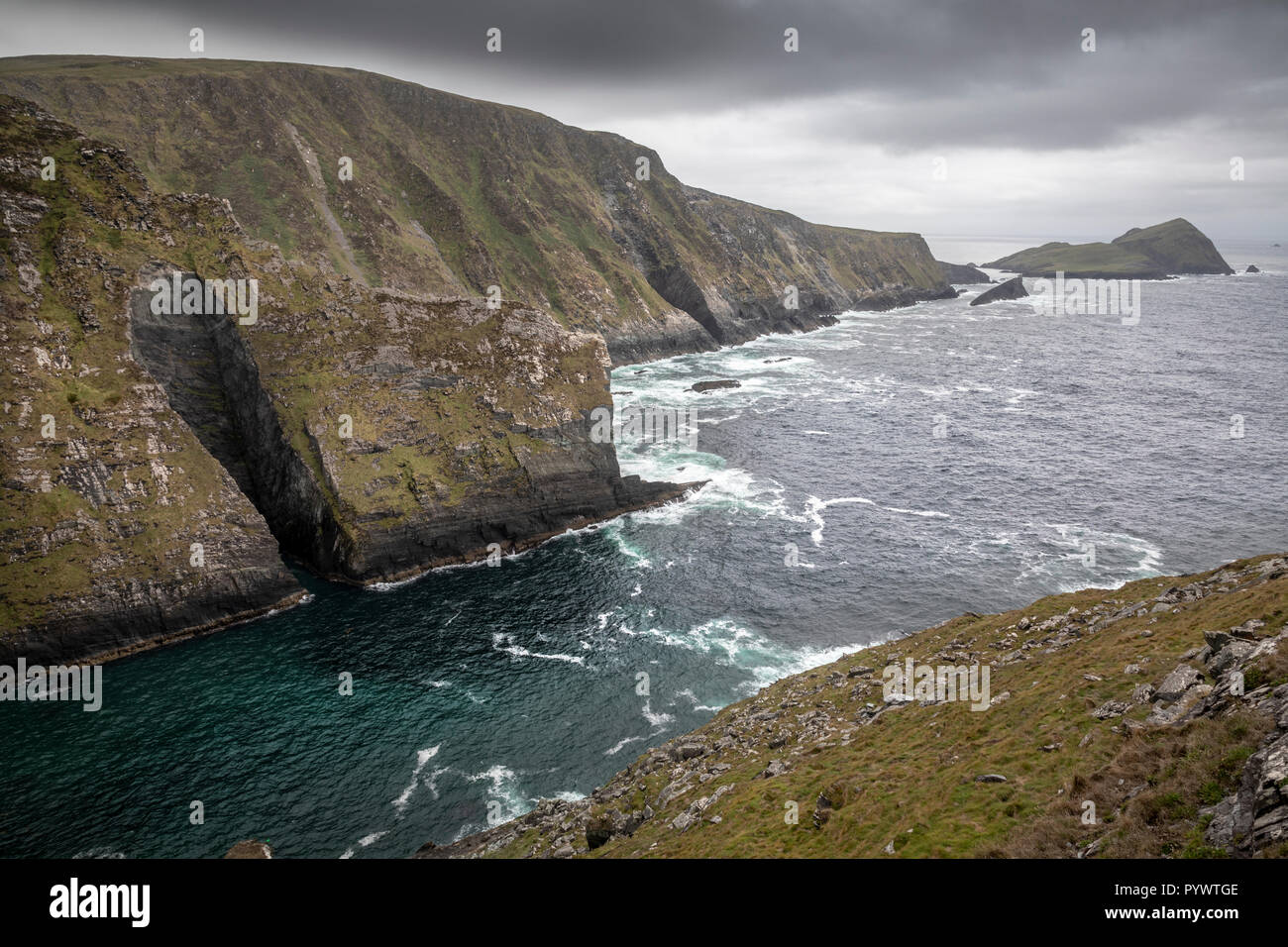 Blick auf den Ring of Kerry Kerry Klippen, Irland, Europa Stockfoto