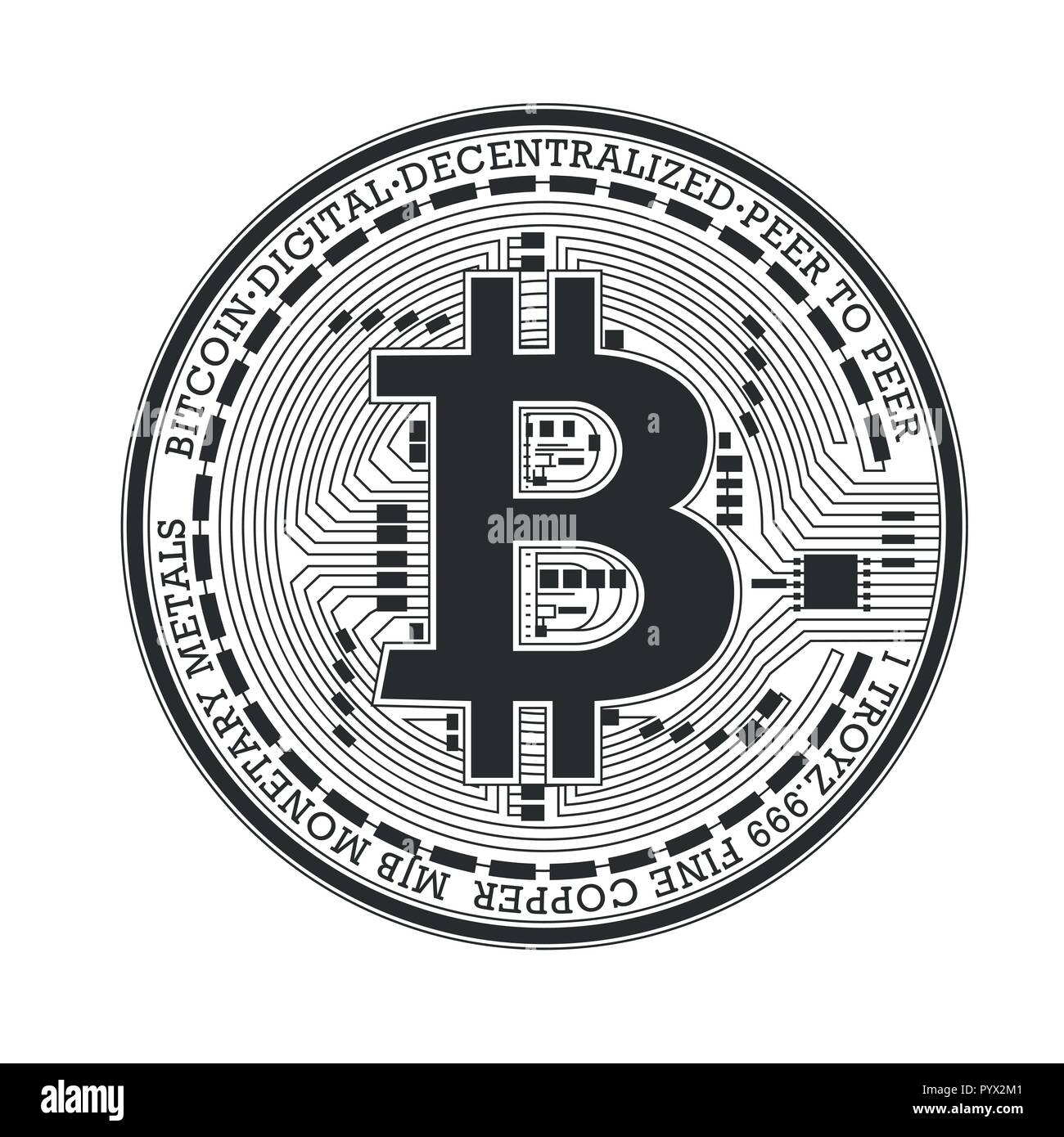 Bitcoin. Vektor Schriftzug der beliebtesten cryptocurrency der Welt.  schwarz-weiß illustration Stock-Vektorgrafik - Alamy