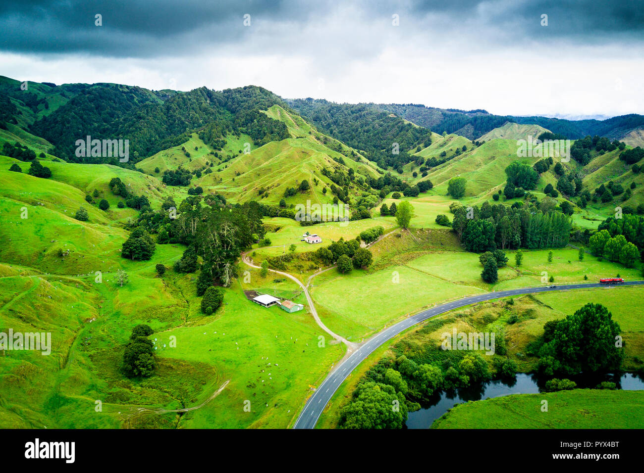 Luftaufnahme der schönen Landschaft von Whanganui, Neuseeland Stockfoto