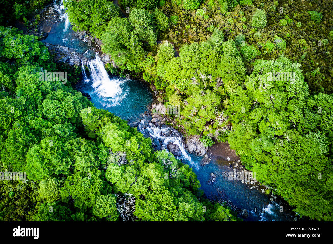 Luftaufnahme des Tawhai fällt im Tongariro National Park, Neuseeland Stockfoto