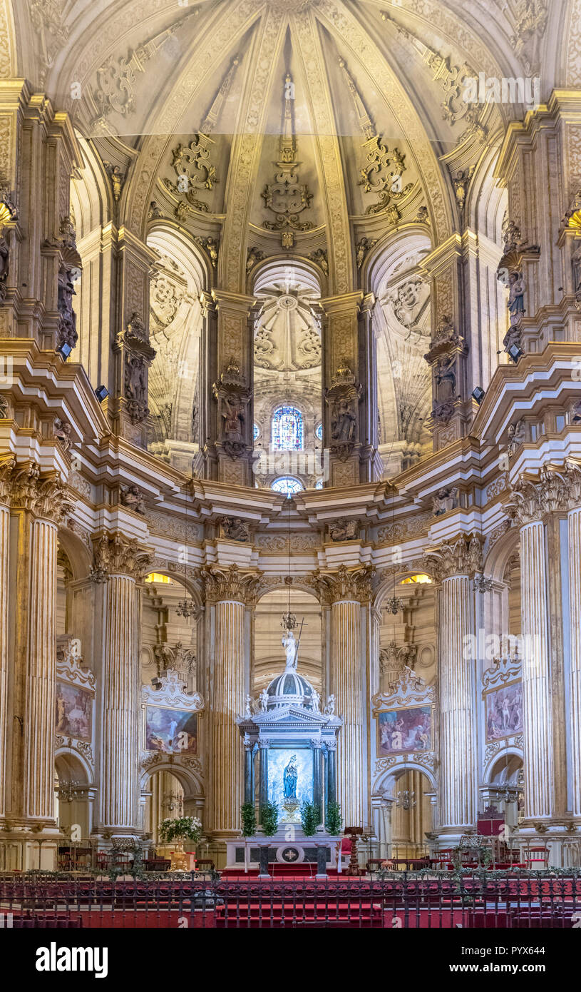 Innenraum der Kathedrale von Malaga, Malaga, Costa del Sol, Andalusien, Spanien Stockfoto