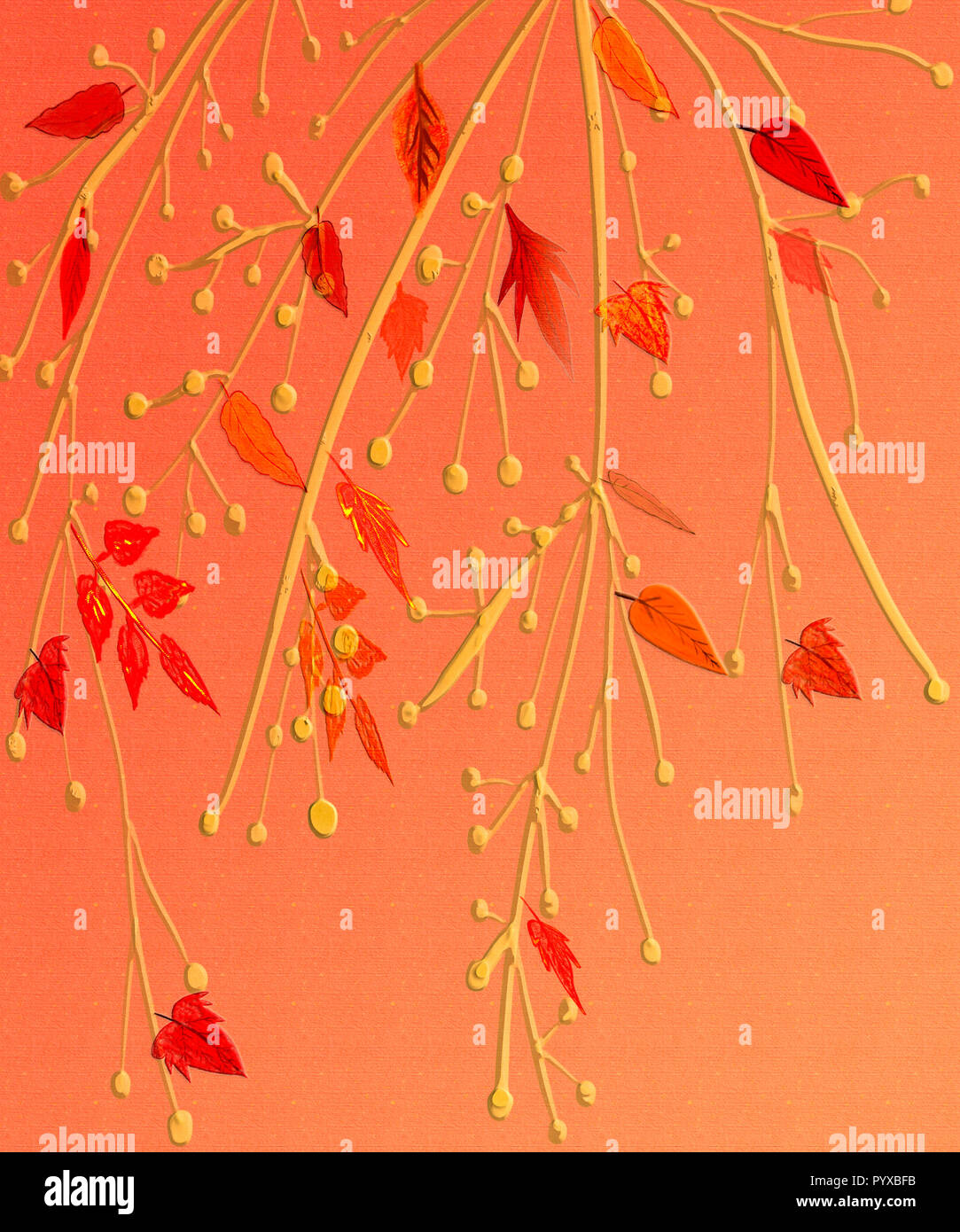 Herbst Kunst Malerei. Herbst theme Design. Lebendige Farben Artwork Stockfoto