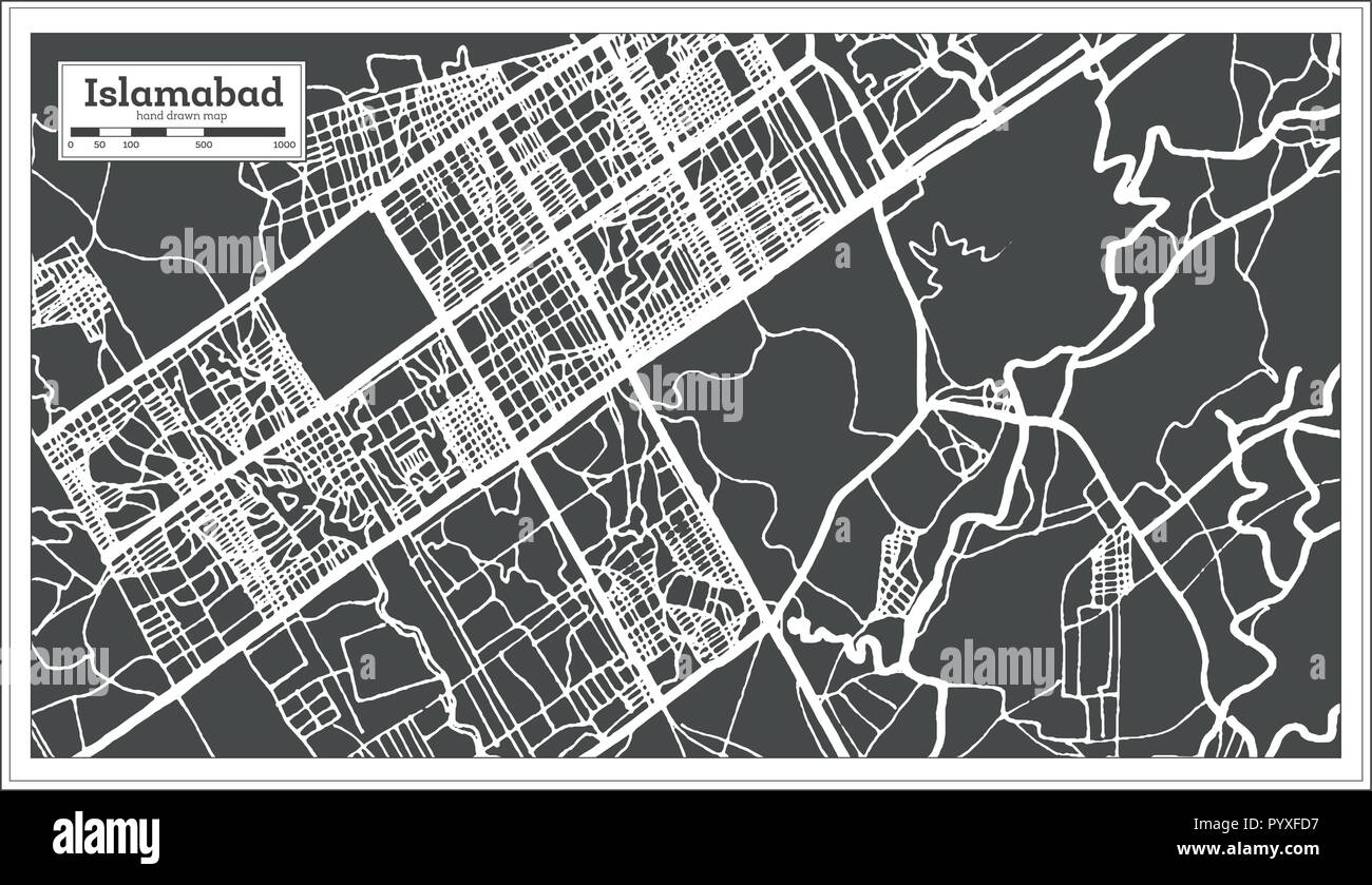 Islamabad in Pakistan Stadtplan im Retro-stil. Übersichtskarte. Vector Illustration. Stock Vektor