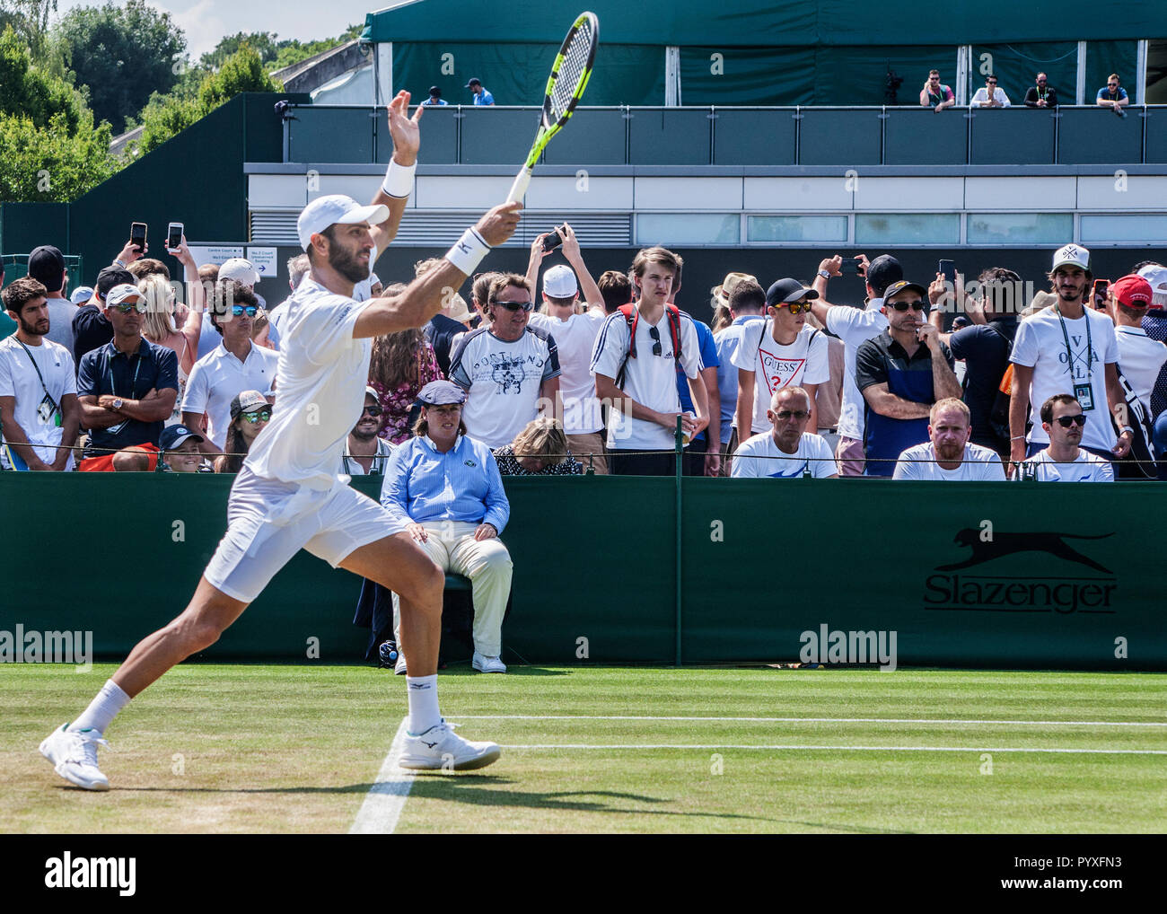 Tennis Player bei Wimbledon Meisterschaft Stockfoto