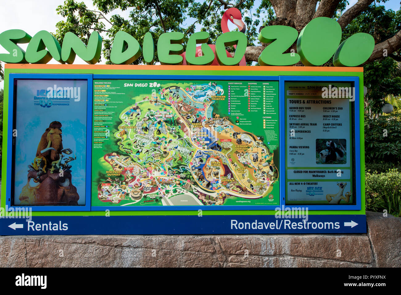 Karte der Zoo von San Diego, Kalifornien Stockfoto