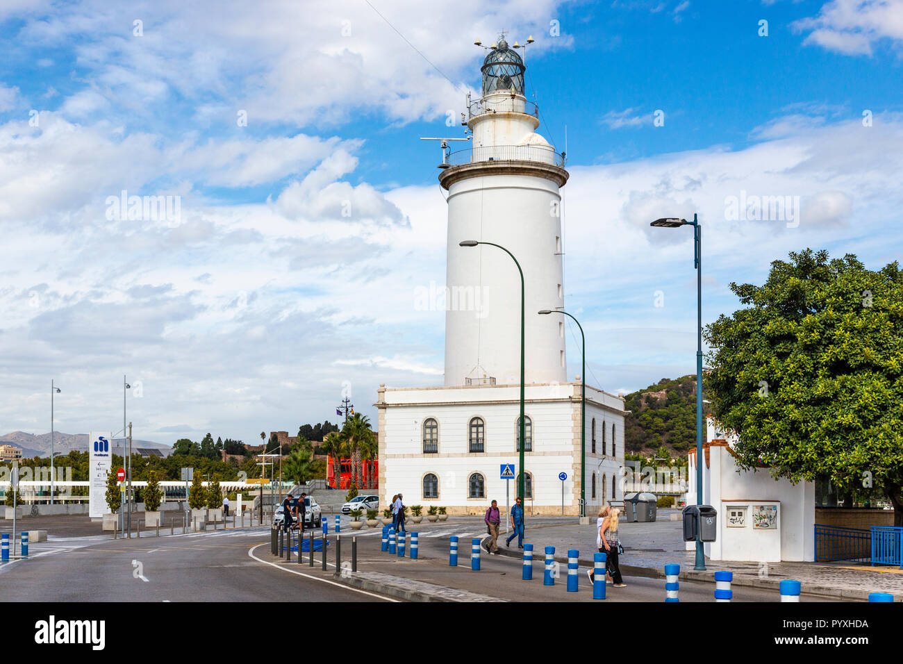 La Farola, die Lampe, Leuchtturm, Malaga, Andalusien, Spanien Stockfoto