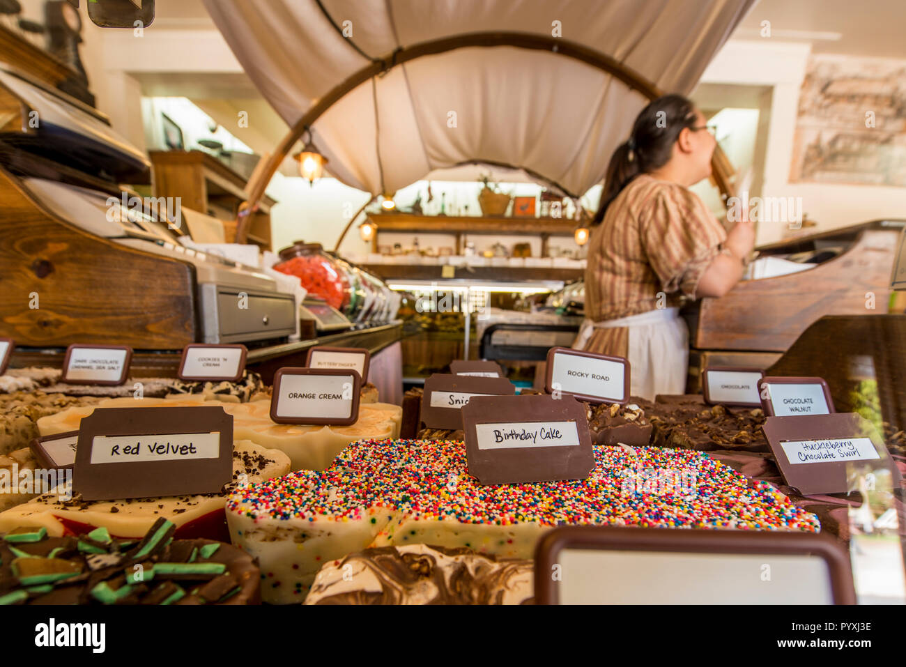 Der Vetter Candy Shop, Altstadt, San Diego, Kalifornien. Stockfoto