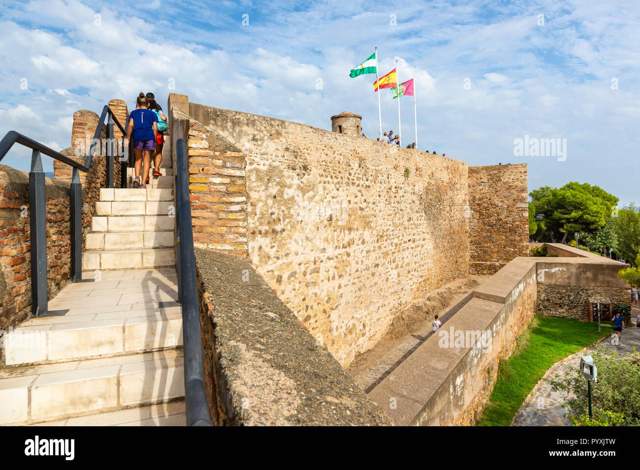 Die befestigungsanlage Castillo de Gibralfaro in Malaga, Spanien Stockfoto