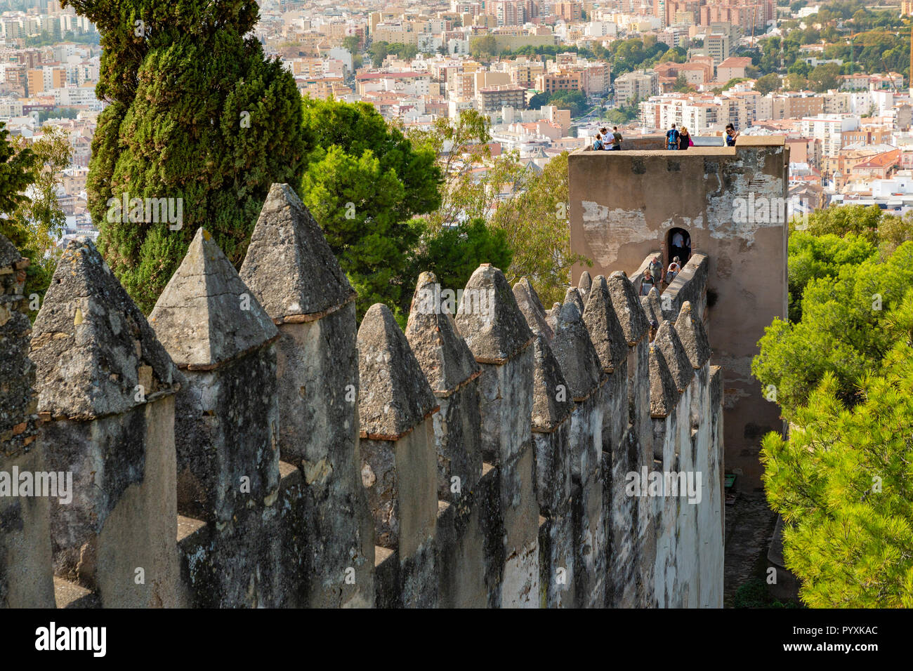 Die befestigungsanlage Castillo de Gibralfaro in Malaga, Spanien Stockfoto