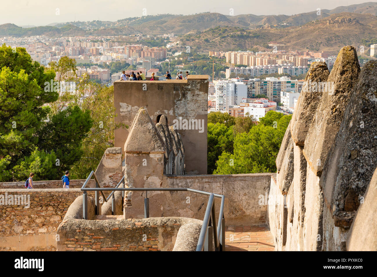 Die befestigungsanlage Castillo de Gibralfaro in Malaga, Spanien Stockfoto