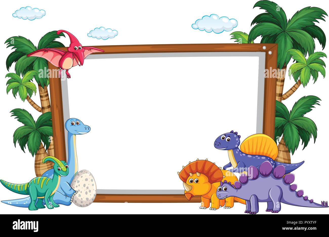 Dinosaurier auf Leere Vorlage Abbildung Stock Vektor