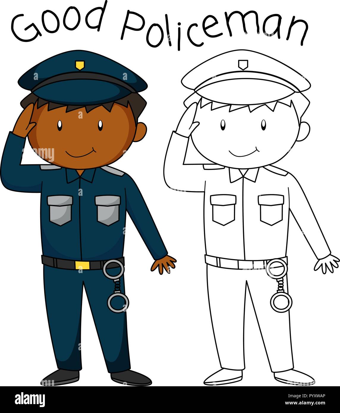 Doodle guter Polizist Charakter Abbildung Stock Vektor