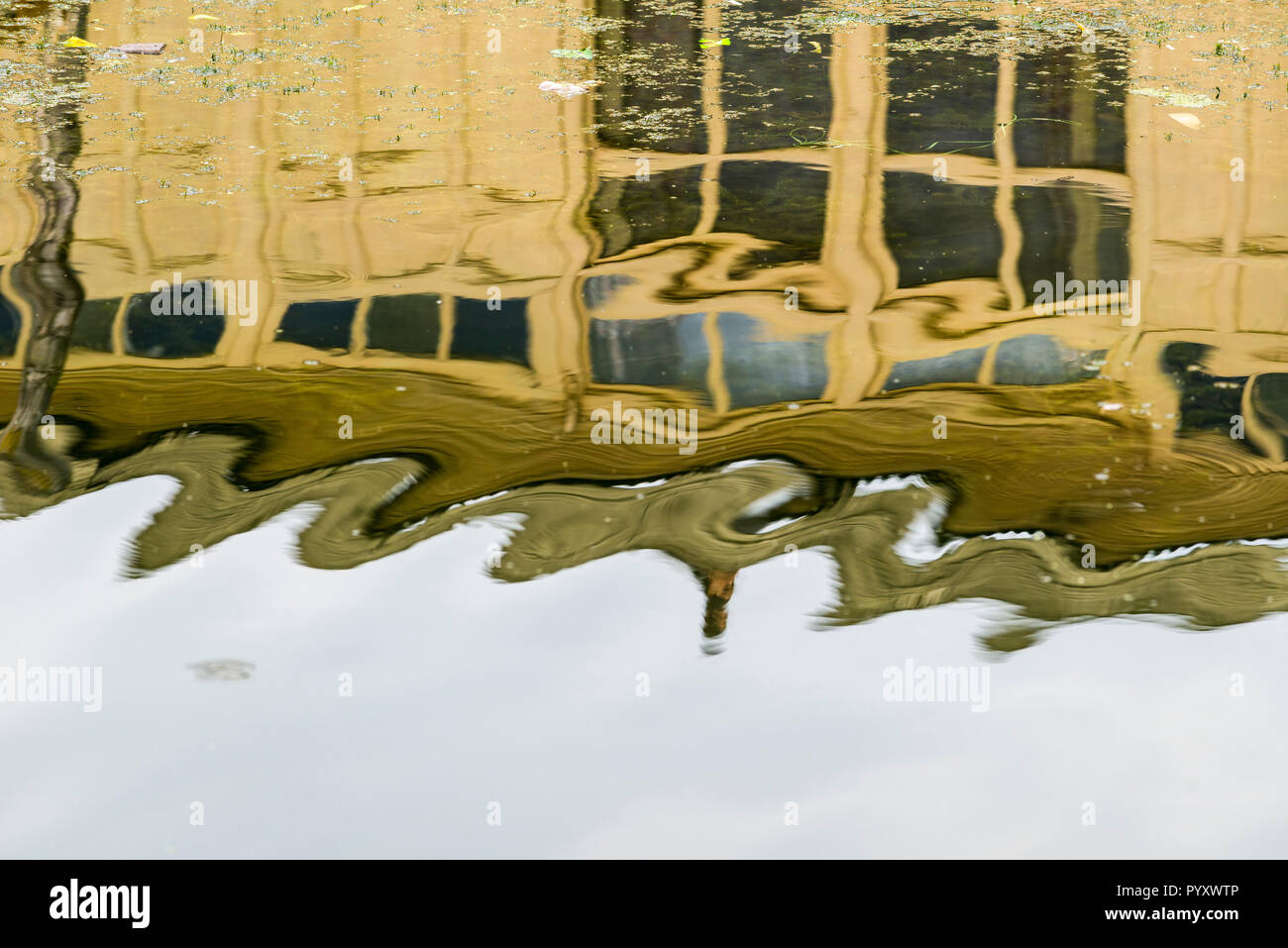 Hausboote zum Mieten, am Dal Lake verankert und Spiegelungen im Wasser, sind die Hauptattraktion für Touristen Kaschmir Besuch Stockfoto