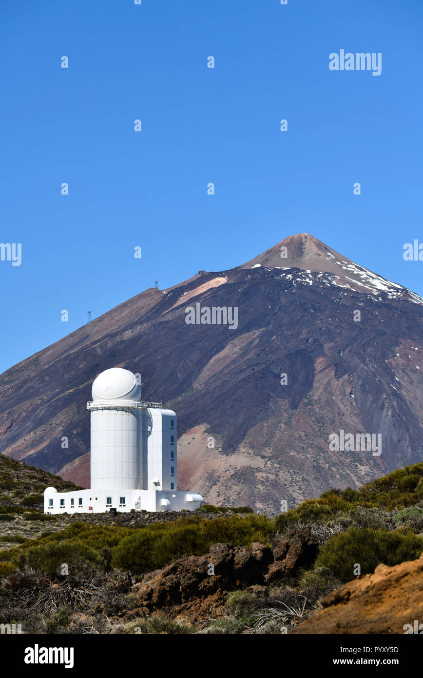 Spanien, Kanarische Inseln: Teneriffa. Teide Observatorium, betrieben von der astrophysikalischen Forschung Institut "Instituto de Astrofísica de Canarias". *** Lokale Stockfoto