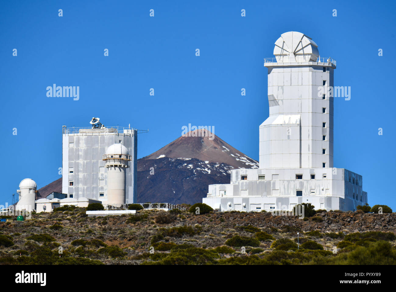 Spanien, Kanarische Inseln: Teneriffa. Teide Observatorium, betrieben von der astrophysikalischen Forschung Institut "Instituto de Astrofísica de Canarias". *** Lokale Stockfoto