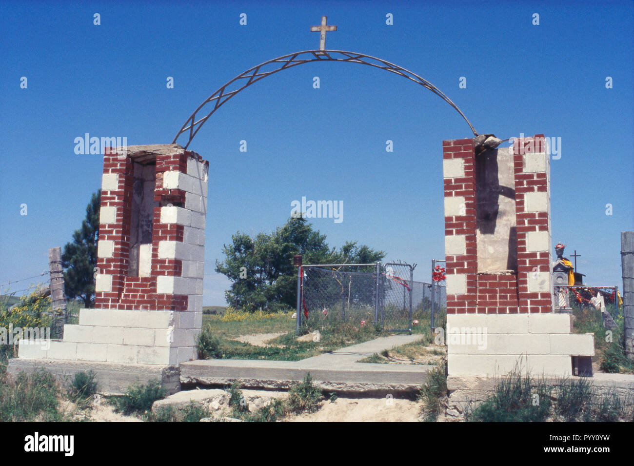 Friedhof für Wounded Knee Massacre Opfer, Sioux Reservation Pine Ridge, South Dakota. Foto Stockfoto