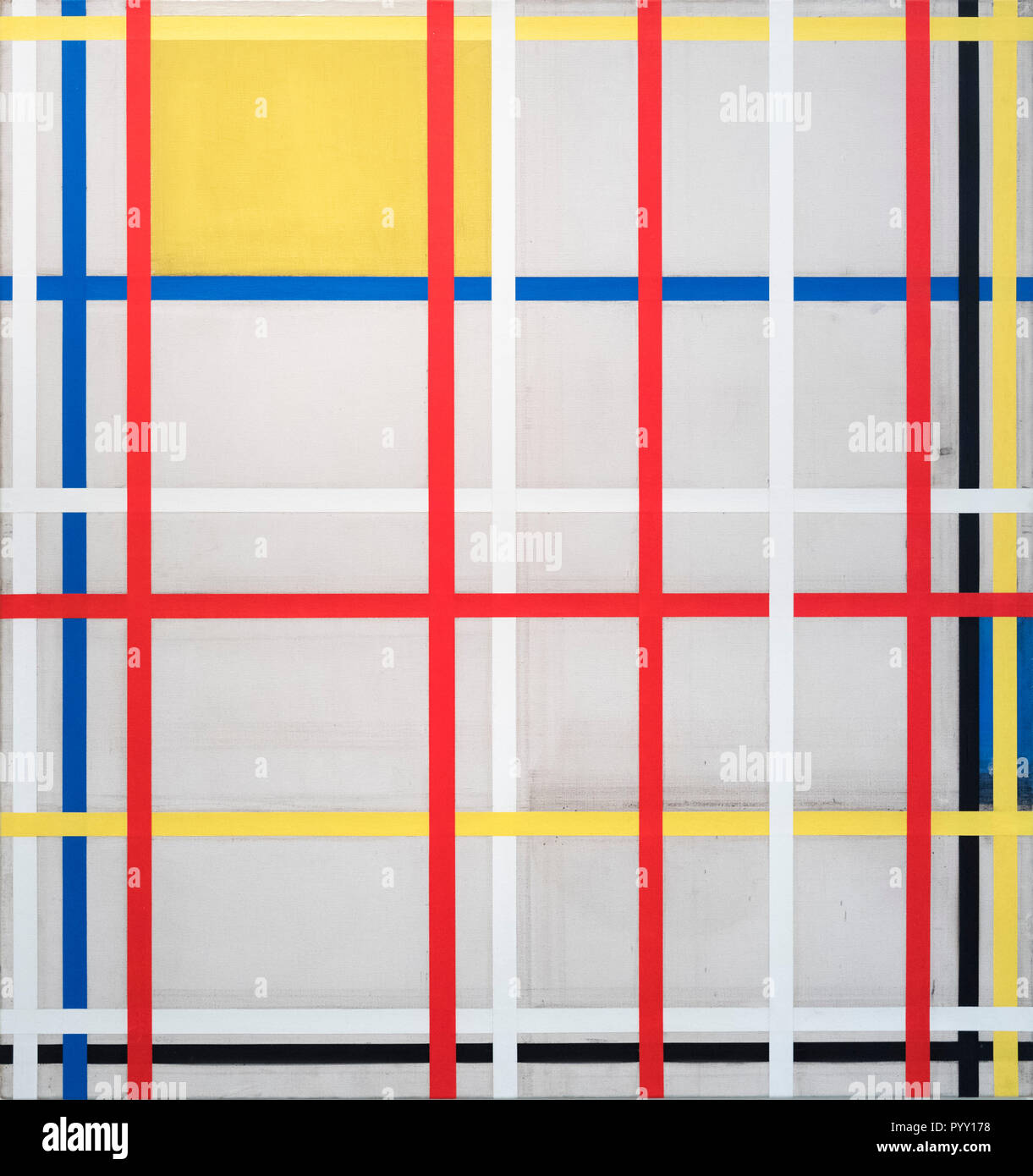New York City 3 (unvollendete) von Piet Mondrian (Mondriaan) (1872-1944), Öl Bleistift, Kreide und farbigen Band auf Leinwand, 1941 Stockfoto