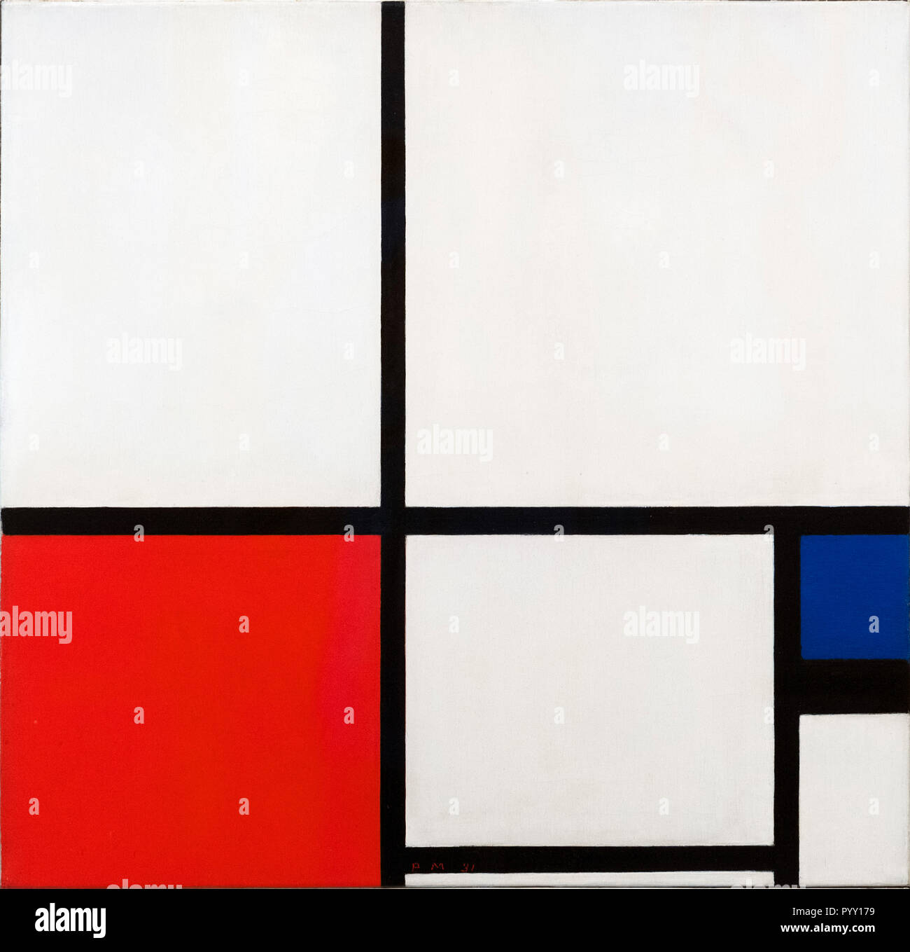 Zusammensetzung in Farben/Komposition Nr. ich mit Roten und Blauen von Piet Mondrian (Mondriaan) (1872-1944), Öl auf Leinwand, 1931 Stockfoto