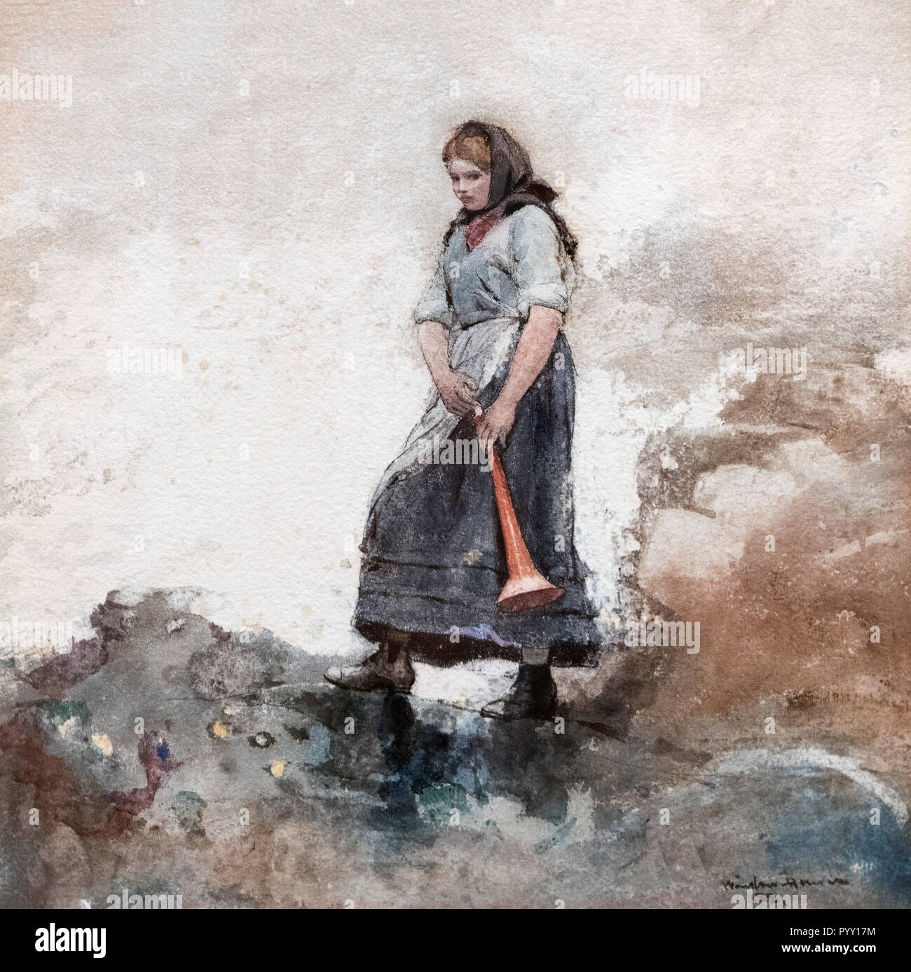 Die Küstenwache, die Tochter von Winslow Homer (1836-1910), Aquarell auf Papier, 1881 Stockfoto