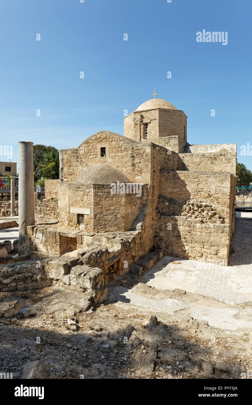 Archäologische Ausgrabungsstätte, Frühchristliche Basilika von Panagia Chrysopolitissa, Kirche von Agia Kyriaki, Kato Pafos Stockfoto