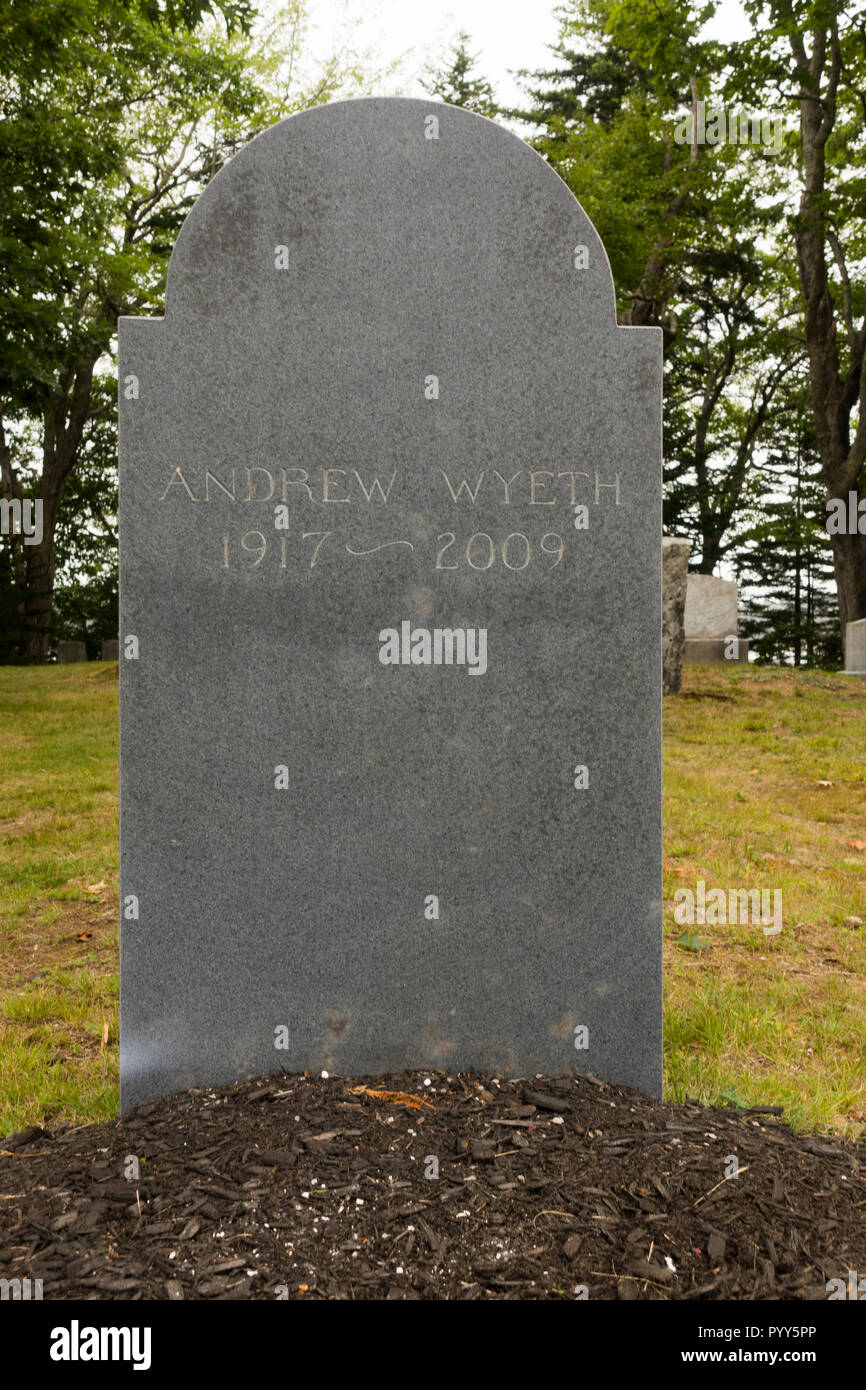 Andrew Wyeth Grabstätte in Hathorn Friedhof Cushing Maine Stockfoto