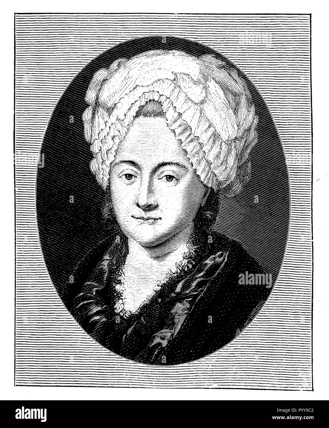 Frau Rath, die Mutter Goethes. Nach dem Foto von einem Porträt aus dem Nachlass von Sal. Hirzel, 1881 Stockfoto