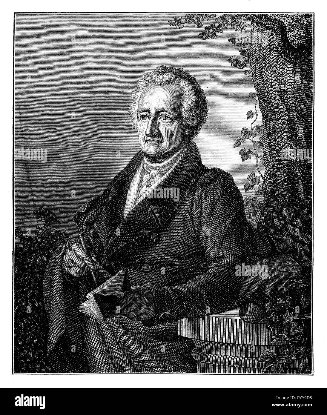 Goethe, Johann Wolfgang von (1749-1832), 1782 geadelt, deutscher Dichter und Naturforscher. Goethe in seinem 83. Lebensjahr, nach Leben, gekennzeichnet und von C.A. Schwerdgeburth eingraviert. Weimar 1832, C.A. Schwerdgeburth 1881 Stockfoto