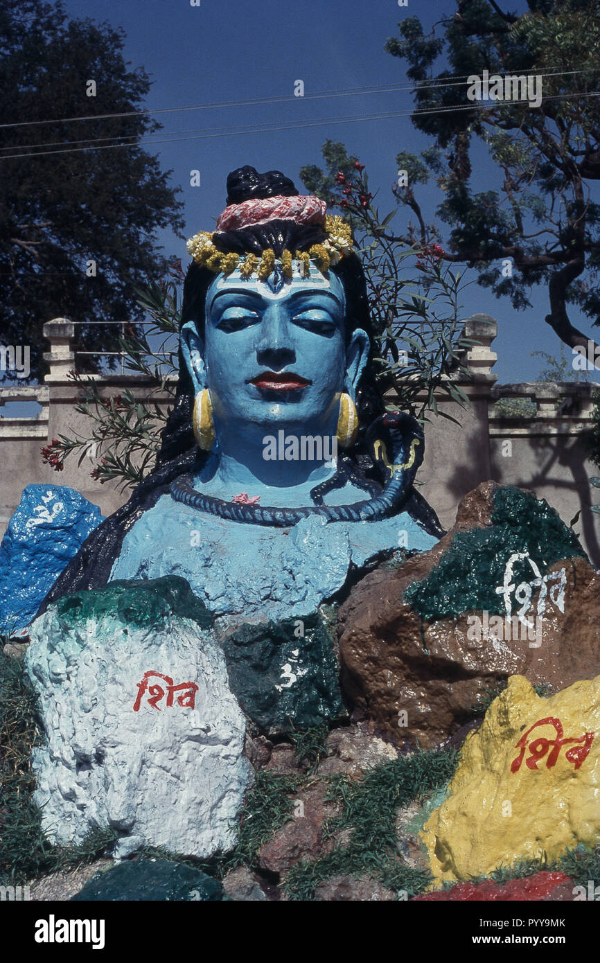 Statue des Gottes Shiva an Daulabaug, Ajmer, Rajasthan, Indien, Asien Stockfoto