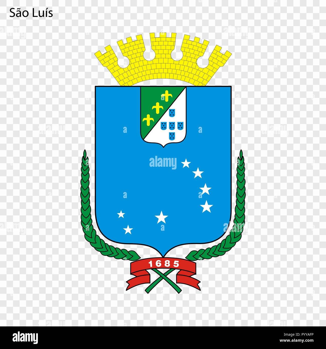 Emblem von Sao Luis. Stadt von Brasilien. Vector Illustration Stock Vektor