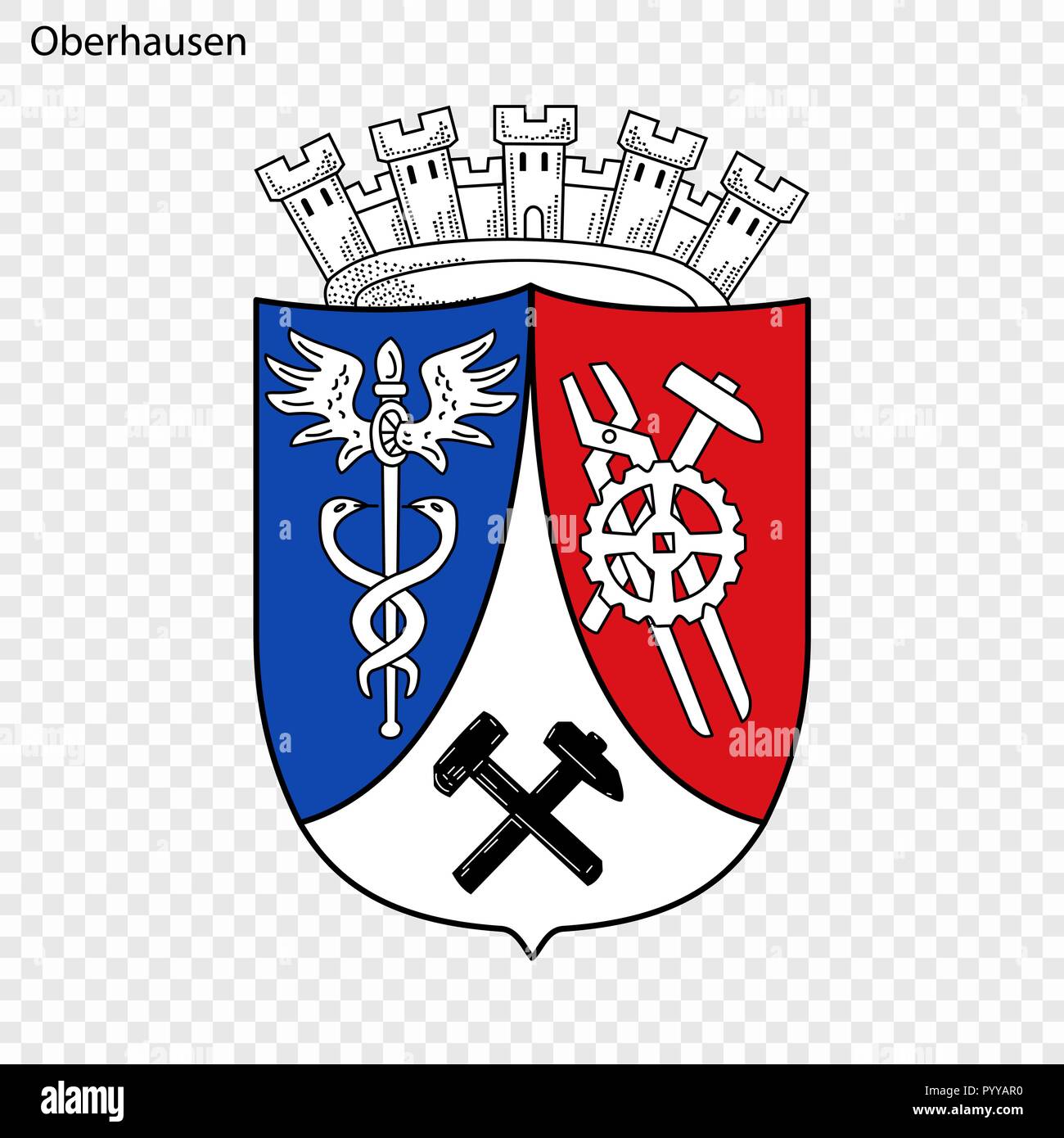 Emblem von Oberhausen. Stadt Deutschlands. Vector Illustration Stock Vektor