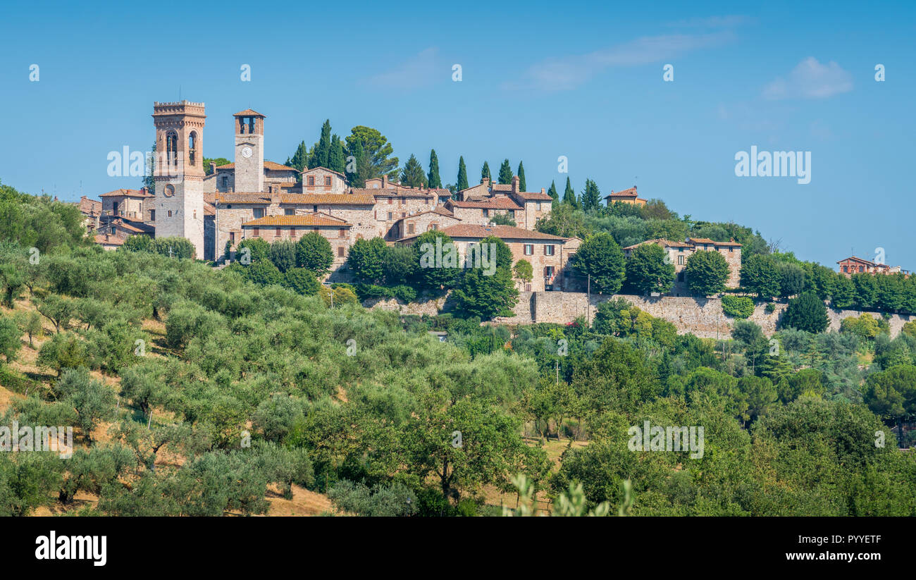 Das idyllische Dorf Corciano, in der Nähe von Perugia, in der Region Umbrien in Italien. Stockfoto