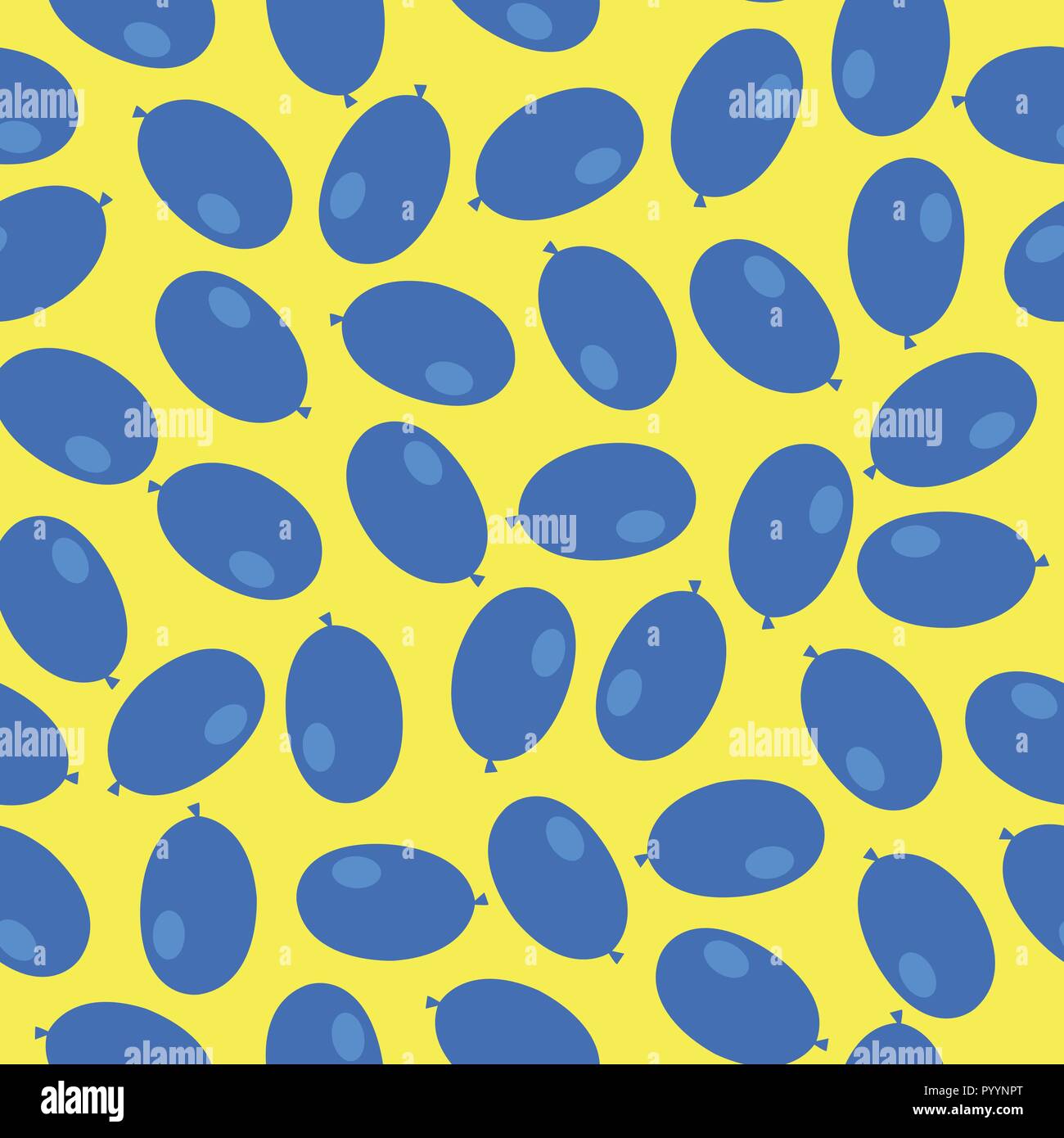 Blue Air Ballons nahtlose Muster auf Gelb Stock Vektor
