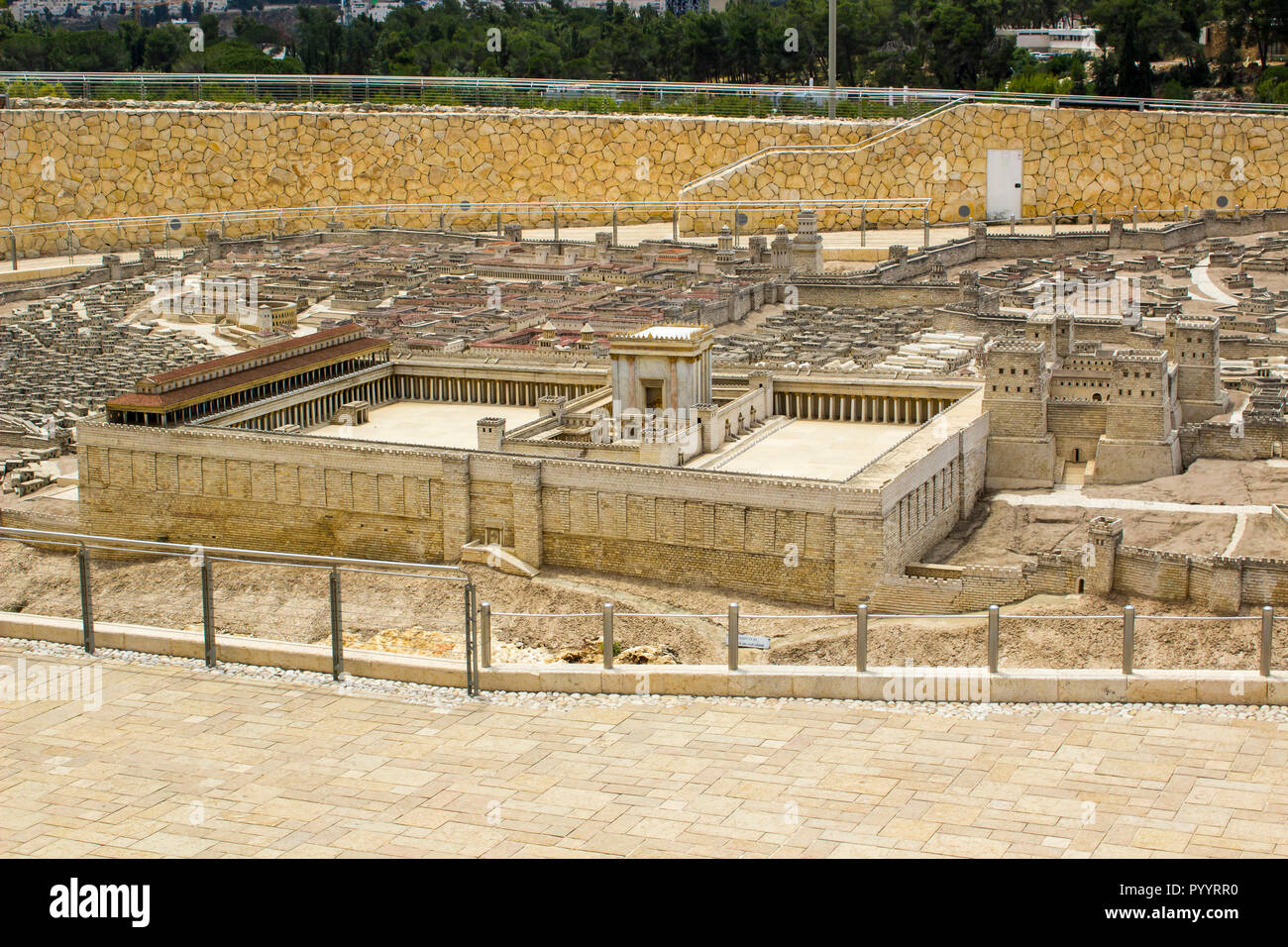 9. Mai 2018 Der im Modell der antiken Stadt Jerusalem im Israel Museum in Jerusalem. Das Modell hat viele beliebige Darstellungen bu Stockfoto