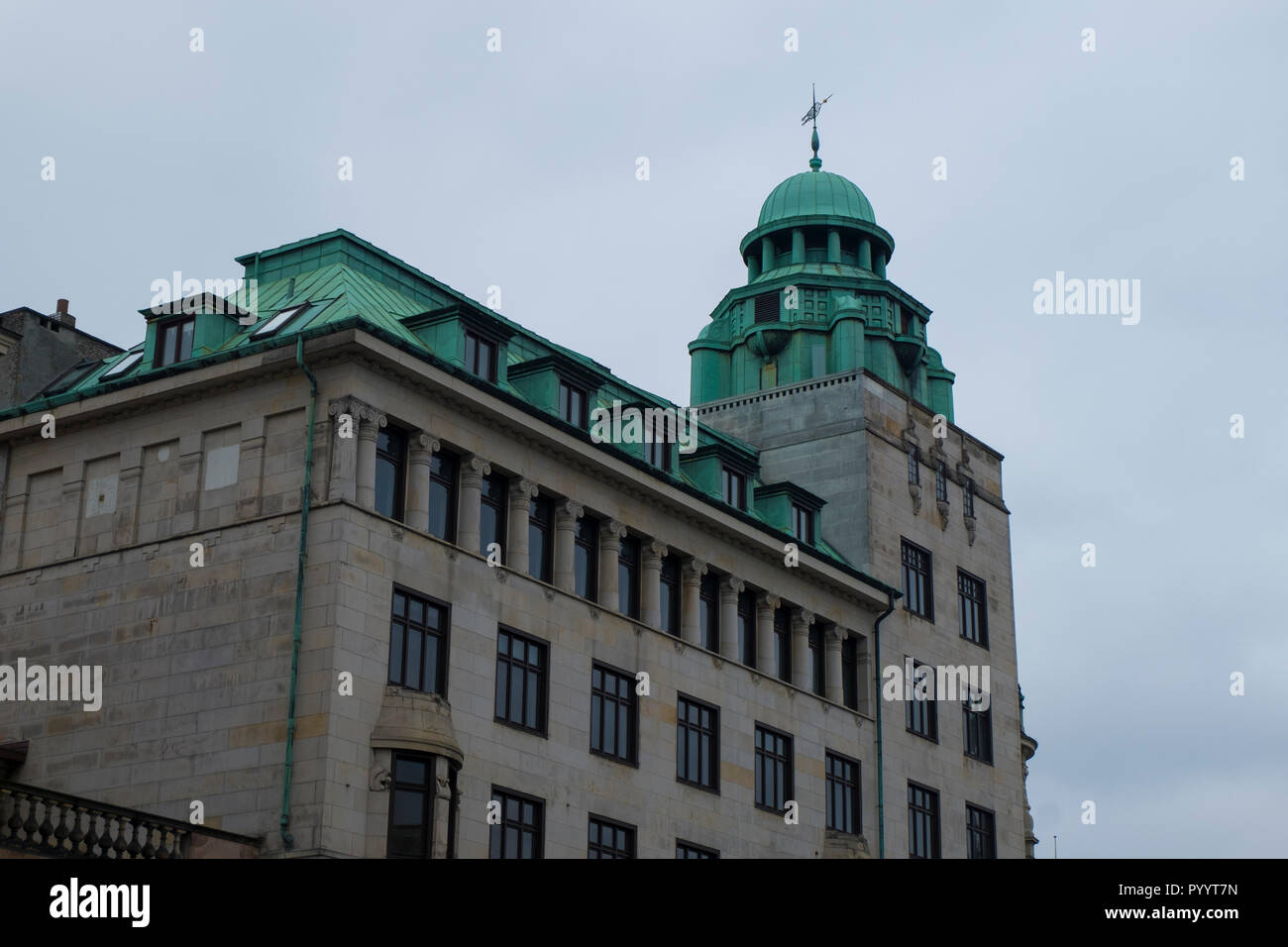 Detail eines Gebäudes in Kopenhagen, Dänemark, im Winter. Stockfoto