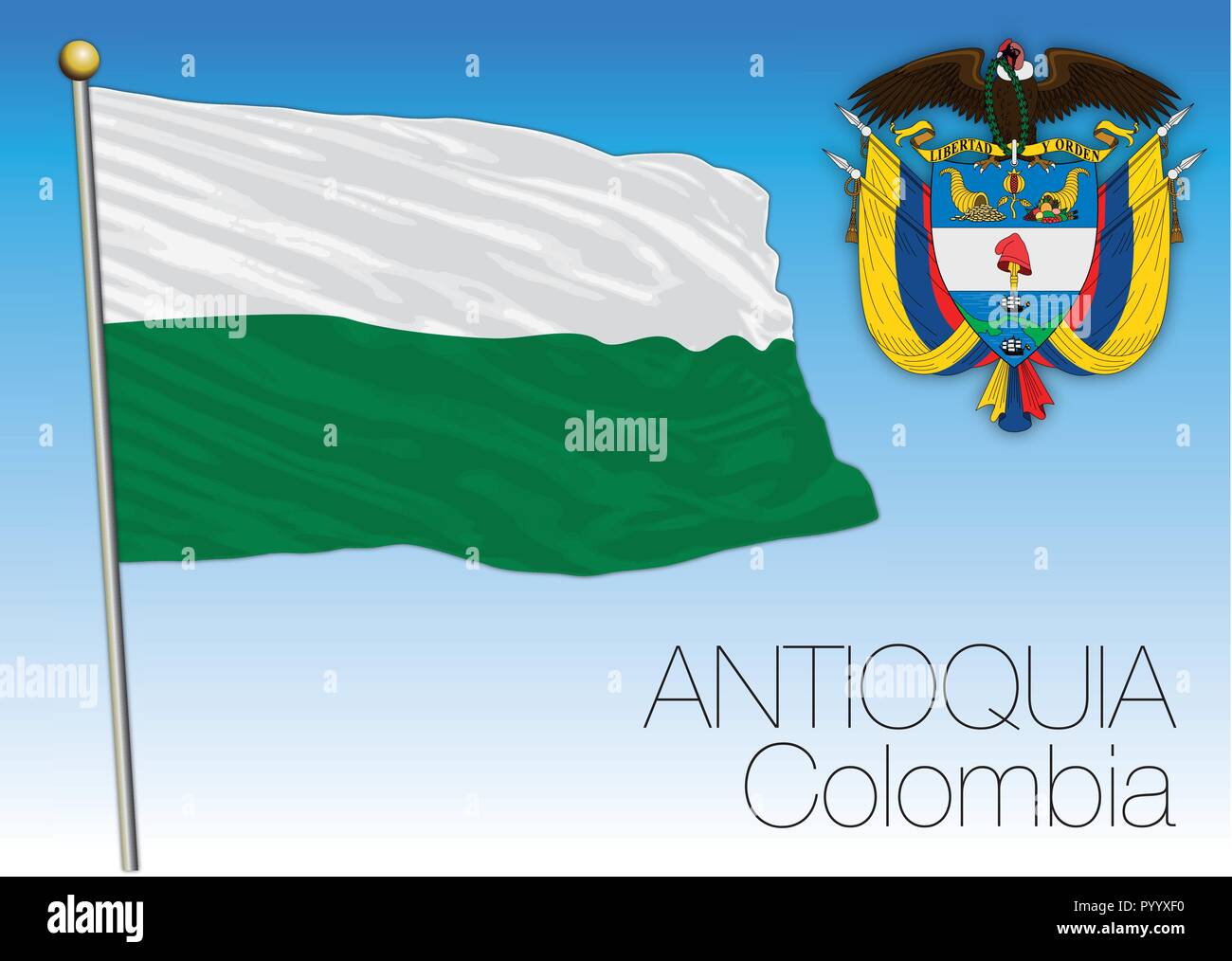 Antioquia regionalen Flagge, Republica de Colombia, Vector Illustration Stock Vektor