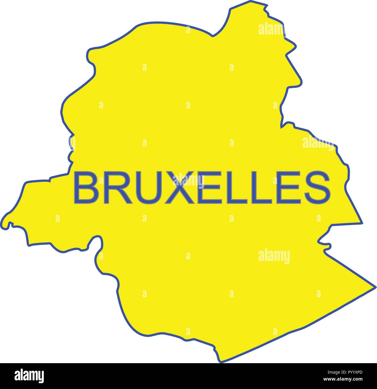 Brüssel Stadtplan Vektor mit gelber Farbe Stock Vektor