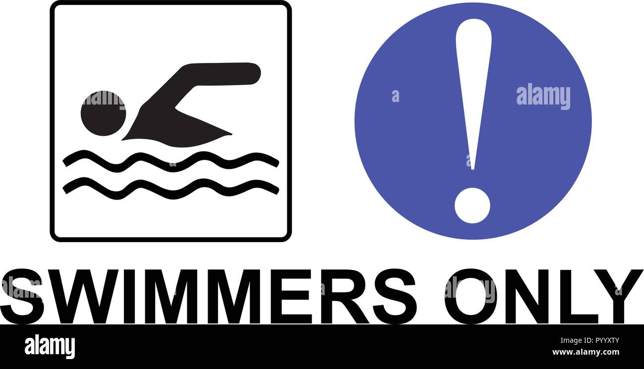 Schwimmen Symbol Vektor- und Ausrufezeichen Symbol Stock Vektor