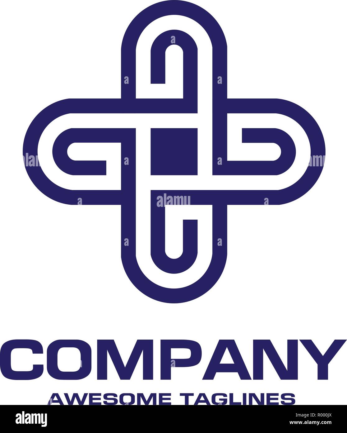 Buchstabe G als Kreuz plus Logo Icon Design template Elemente Stock Vektor