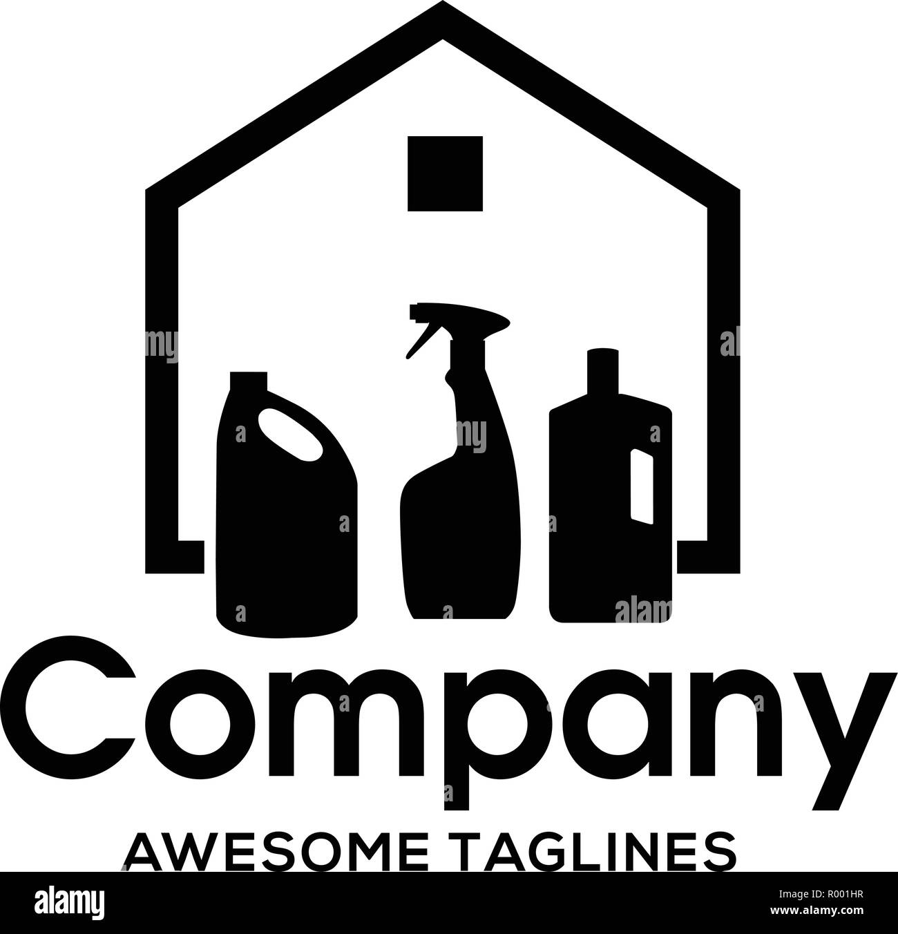 Haus- und Reinigungsservice, Logo Vorlagen für Professionelle Reinigungsmittel helfen, die Allgemeine Ordnung und Sauberkeit Stock Vektor