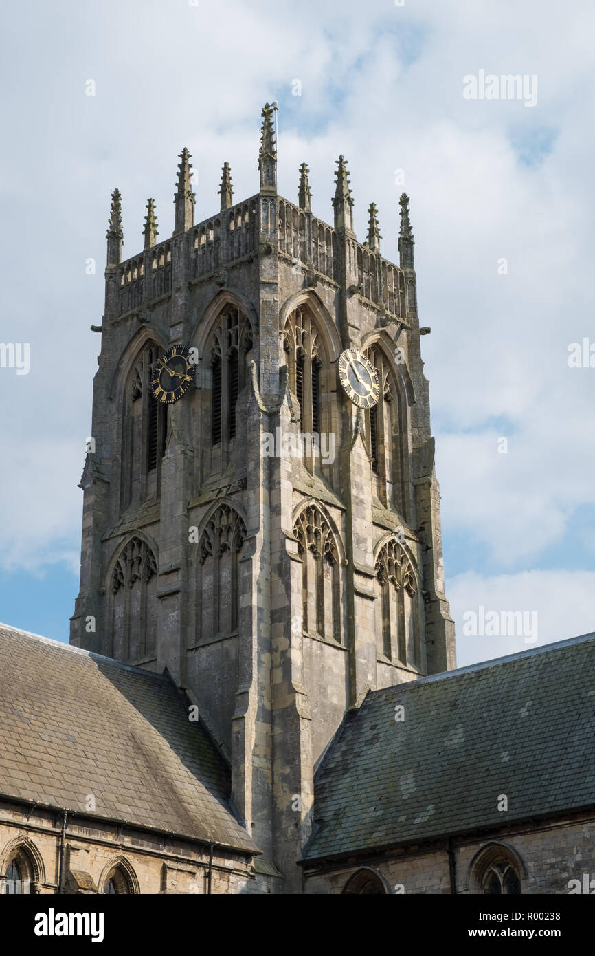 Der Turm der Kirche Hedon, East Yorkshire, Großbritannien Stockfoto