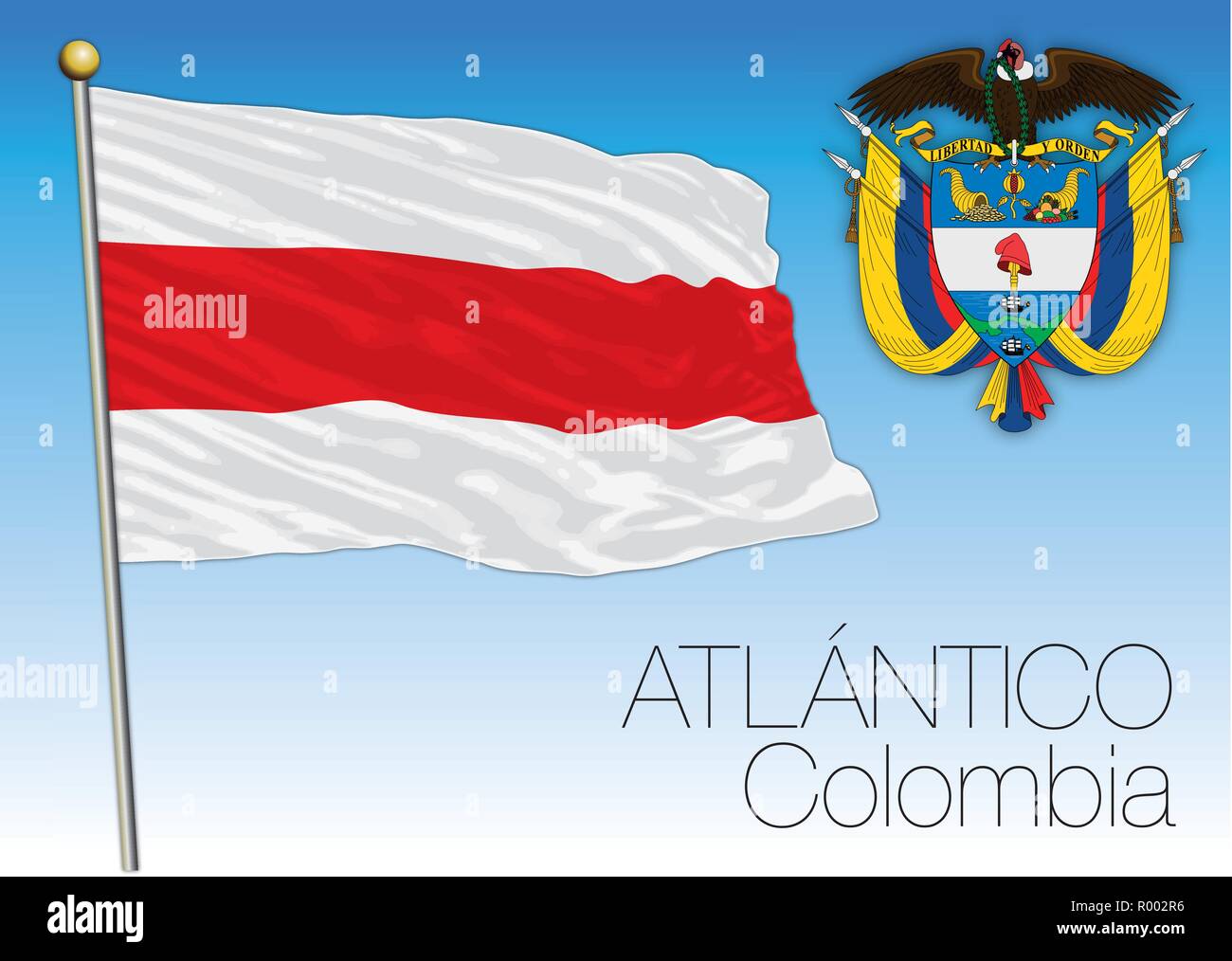 Atlantico regionalen Flagge, Republica de Colombia, Vector Illustration Stock Vektor
