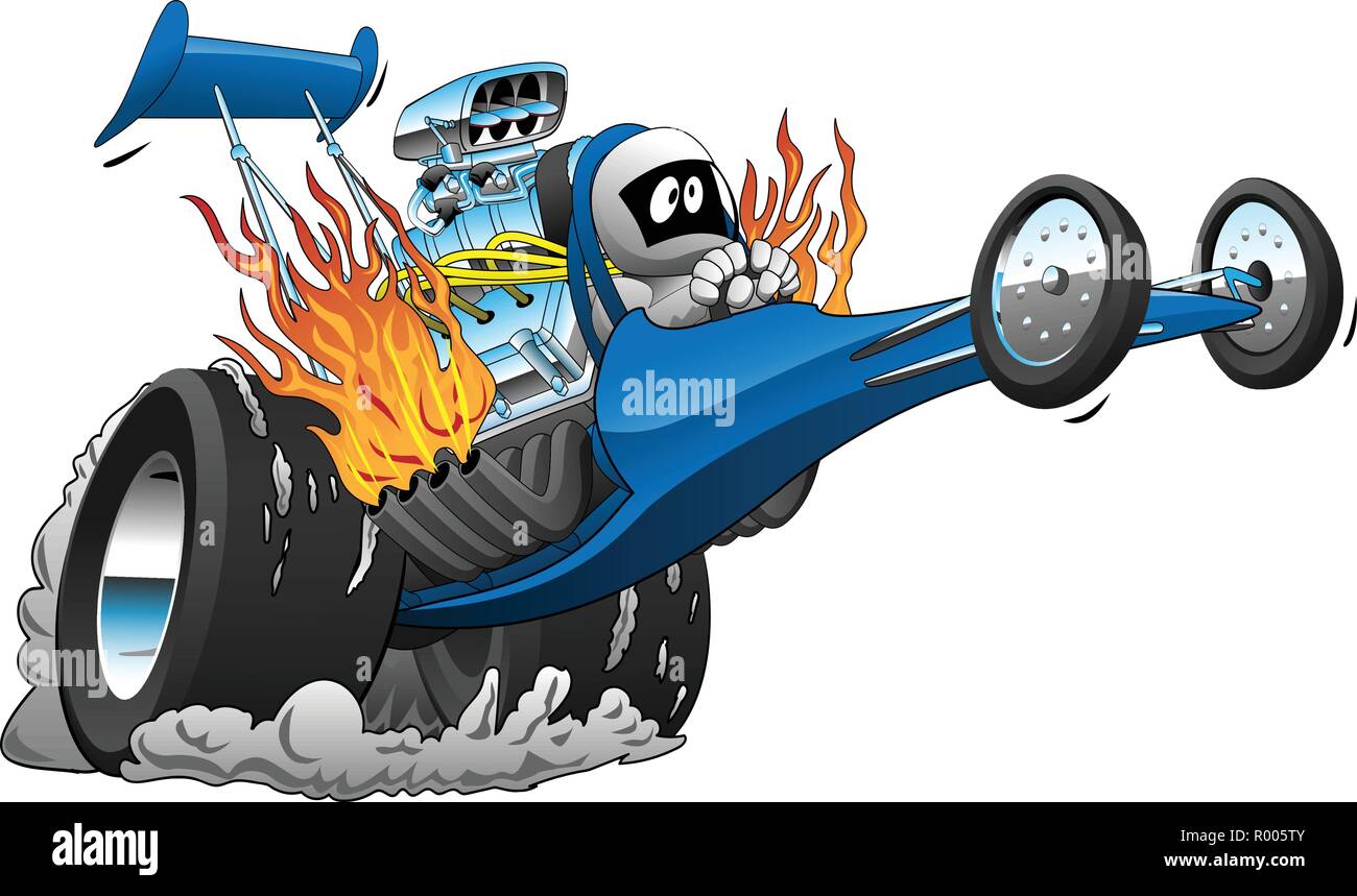 Top Fuel Dragster Cartoon Vector Illustration Stock Vektor