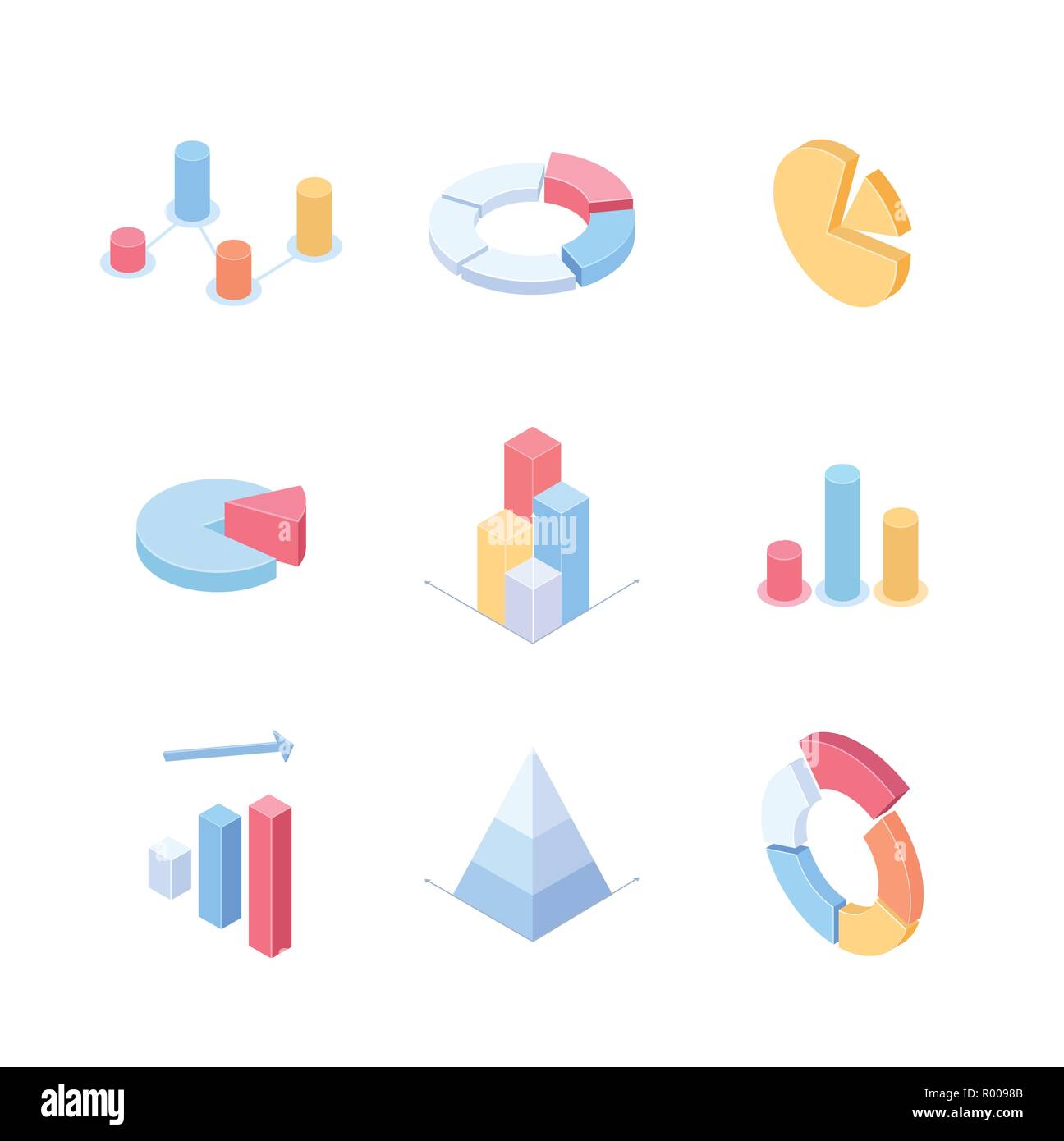 Infografik Charts und Schaubilder: moderne Vektor isometrische Elemente Stock Vektor