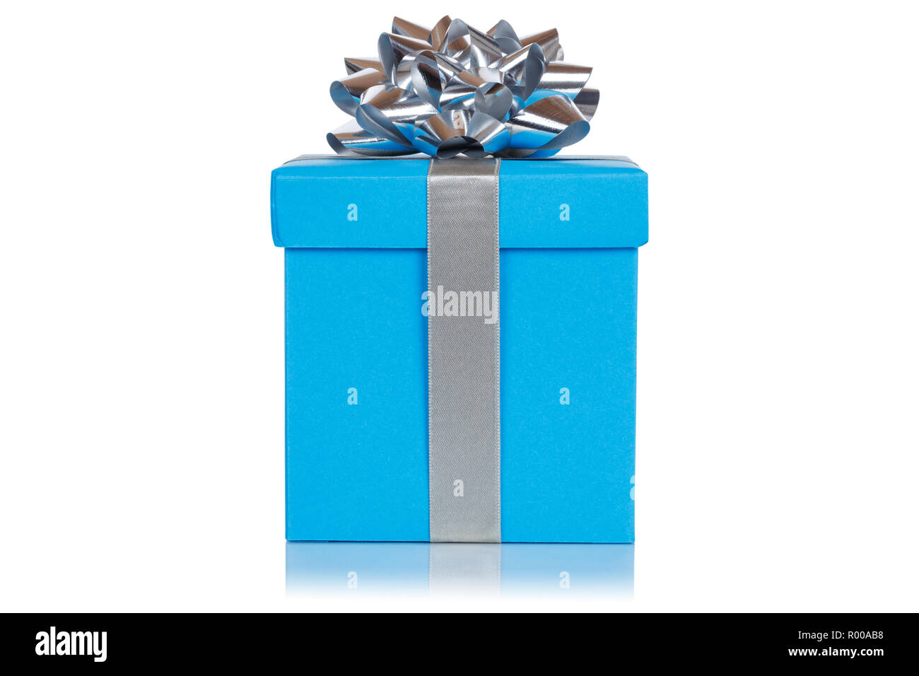 Weihnachten Geburtstag Geschenk Geschenk Hochzeit blue box auf weißem Hintergrund Stockfoto