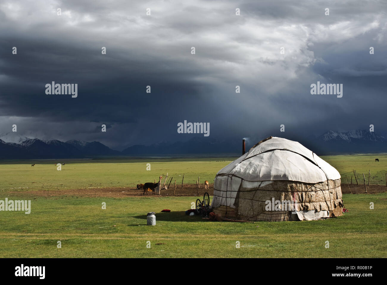 Die Jurte, die semi-nomadischen Hirten in der Pamir Region (Kirgisistan). Stockfoto