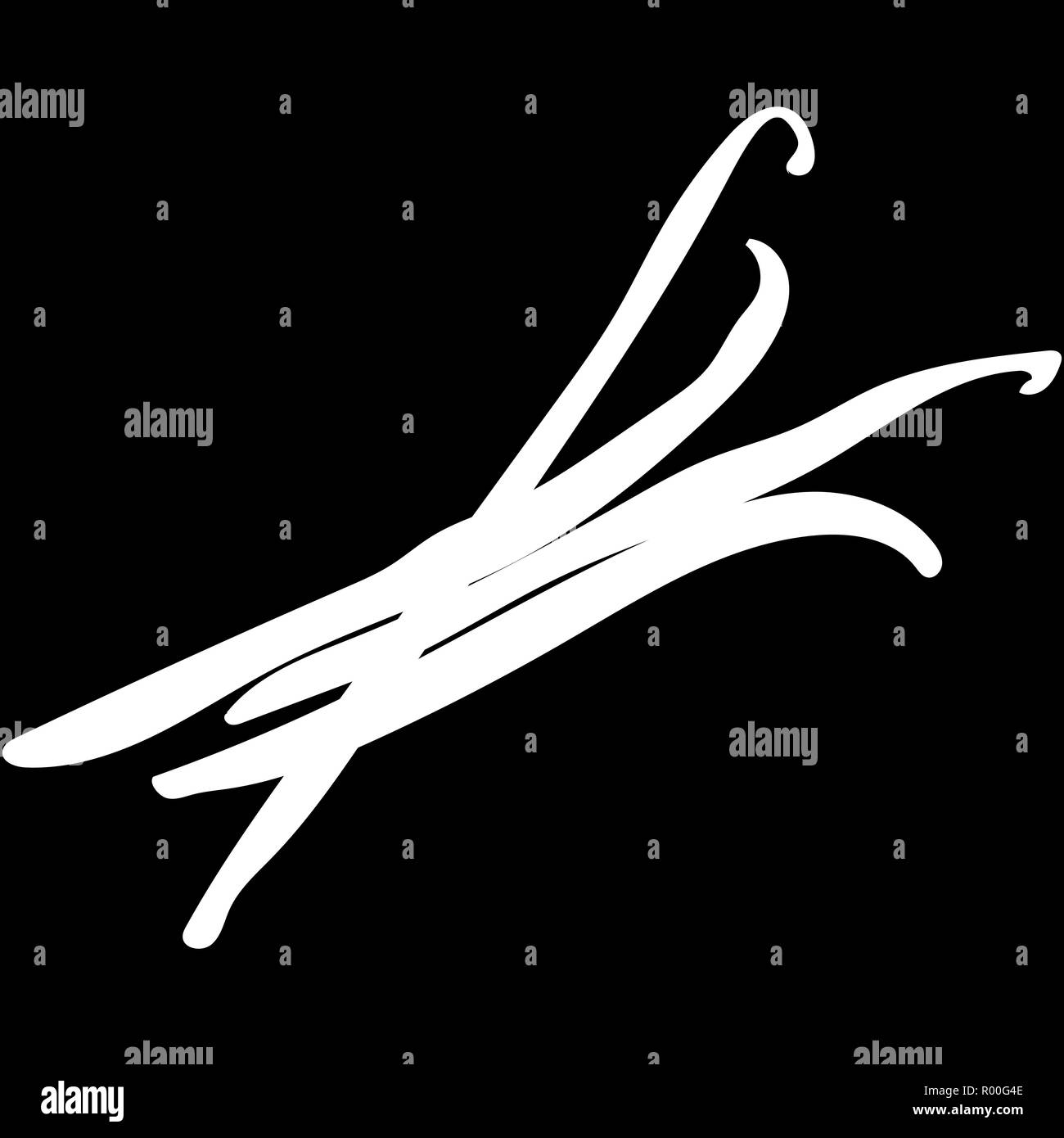 Vanilla flower Sticks isoliert logo Symbol. weiße Silhouette. Vector Illustration Design Element Stock Vektor