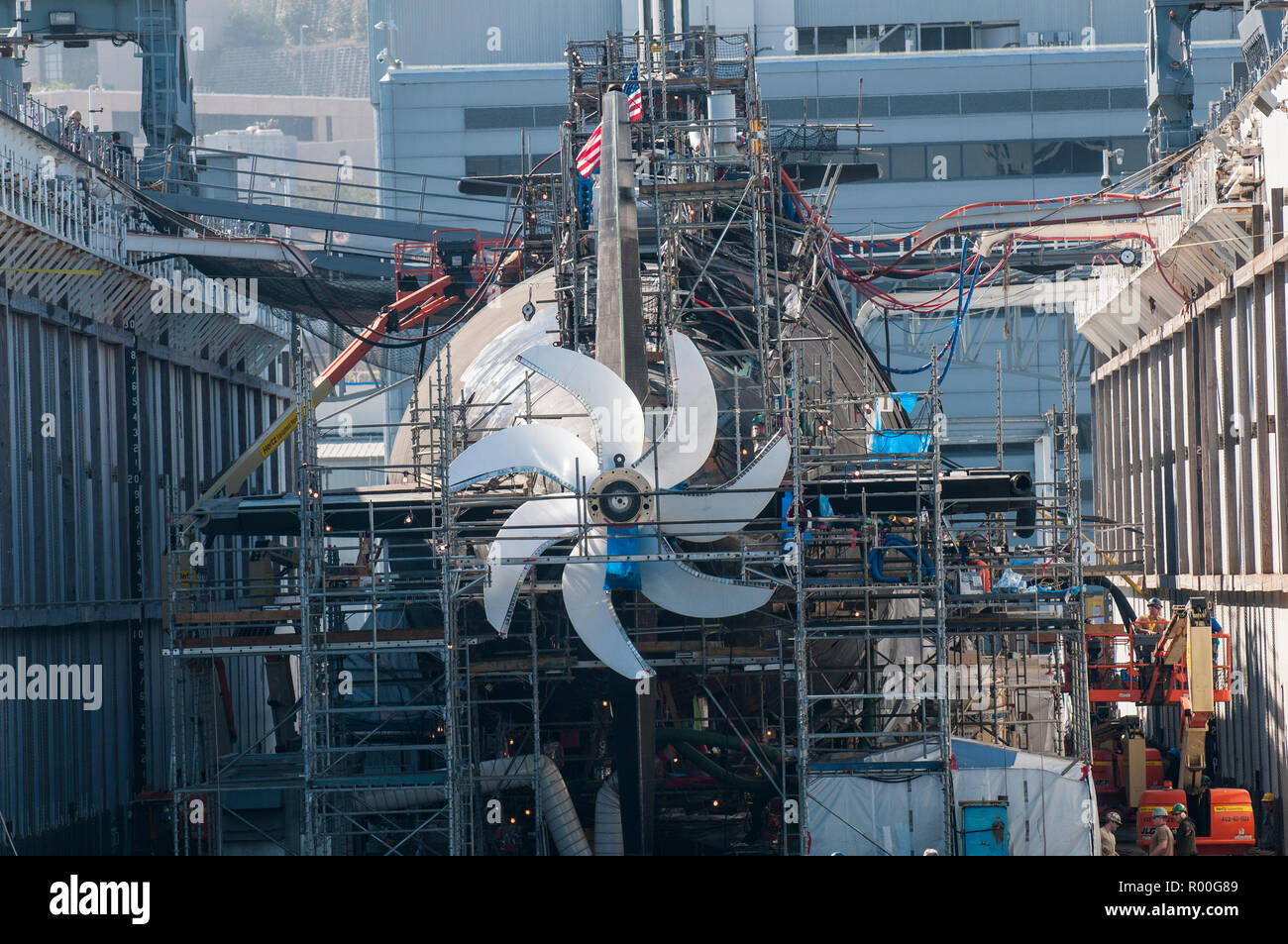U-Boot, eine einbauen, Naval Werften, Hafen von San Diego, San Diego, Kalifornien. Stockfoto